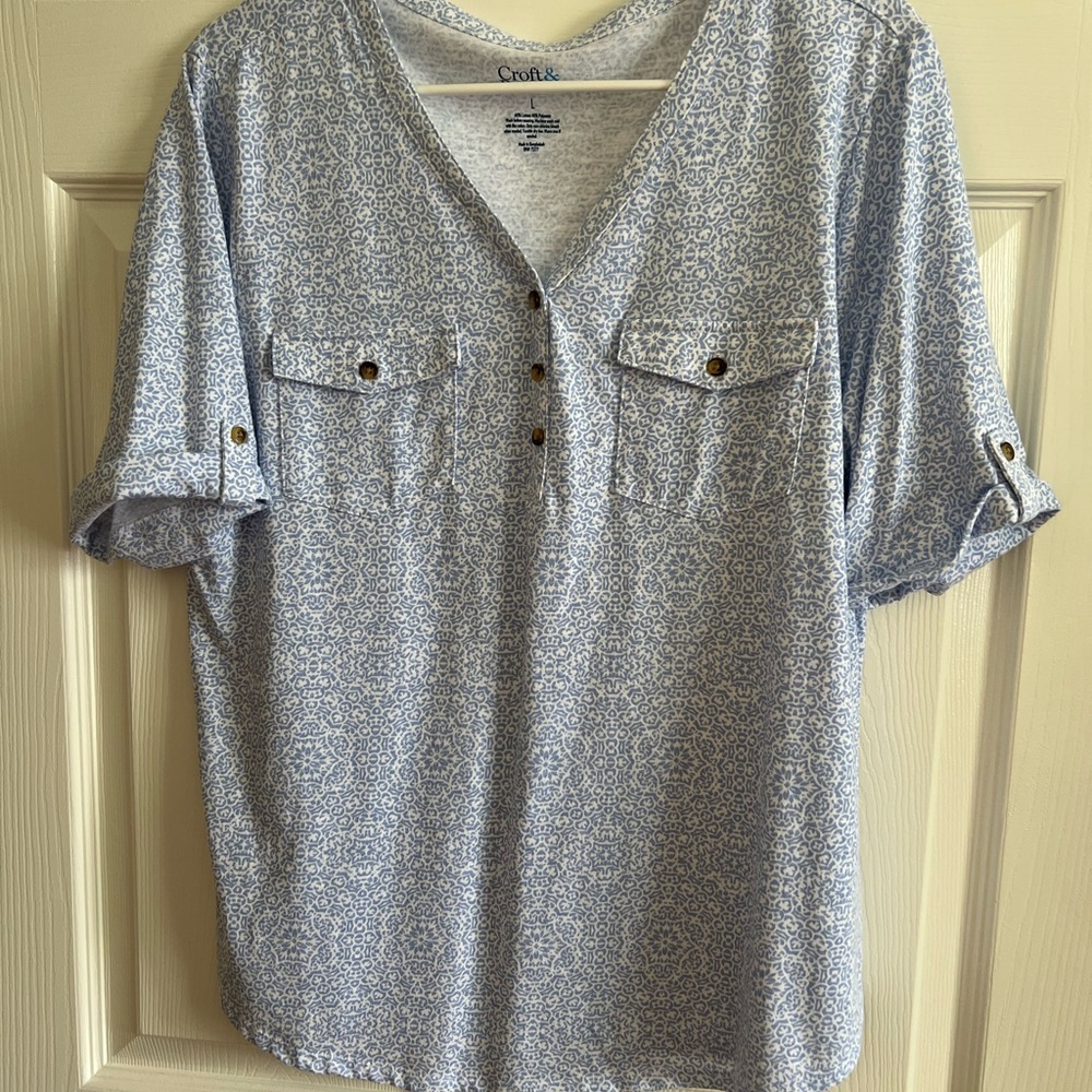 Croft & Barrow Blue Patterned Men's Shirt